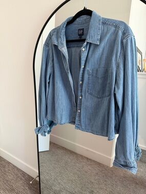 GAP Light Blue Denim Shirt Jacket with Dark Navy Label